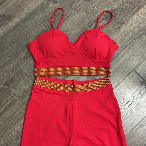 Bandage Set 2 Pieces Strap Sleeveless Bustiers And Long  Trousers - Picture 1 of 14